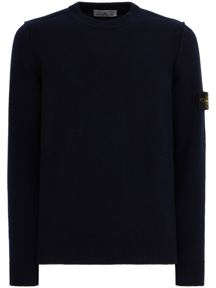 Cotton Crewneck Sweater With Raised Seams