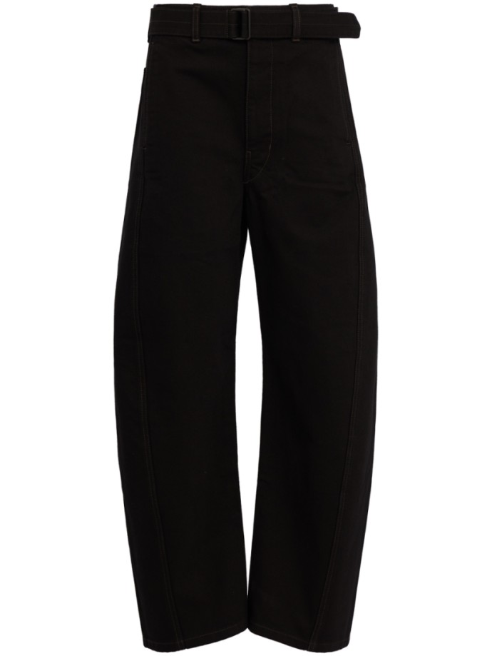 Lemaire - Twisted cotton trousers with leather belt