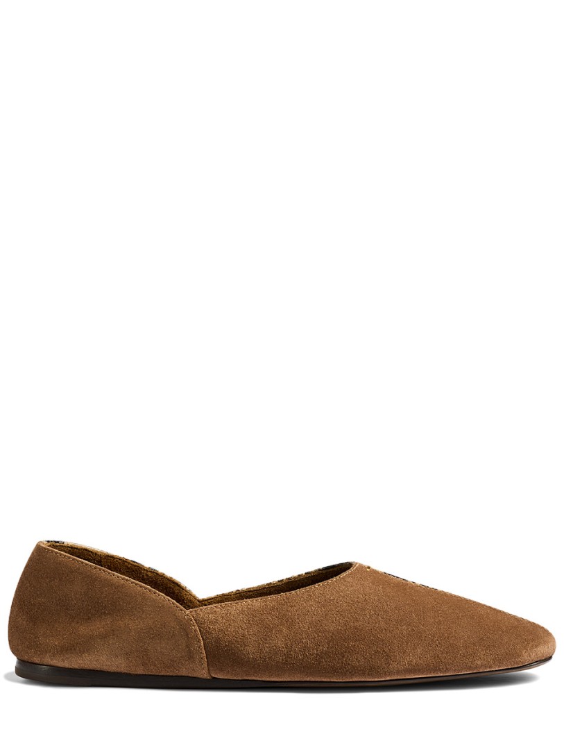 Khaite: Jane suede & python print ballerinas
