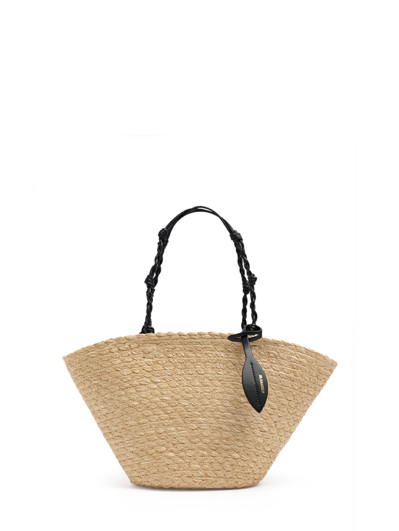 Jil Sander: Small Tangle bucket raffia tote bag
