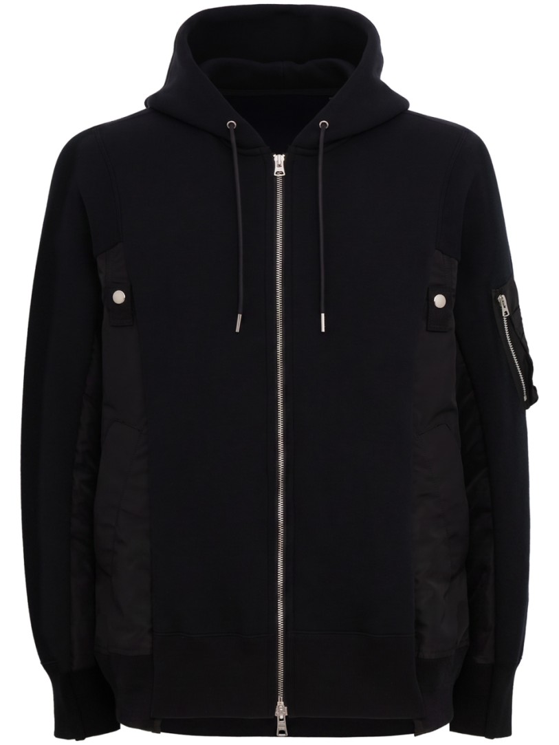 Sacai: Sponge Sweat x Nylon Twill Hoodie