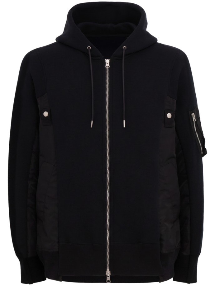 Sacai - Sponge Sweat x Nylon Twill Hoodie