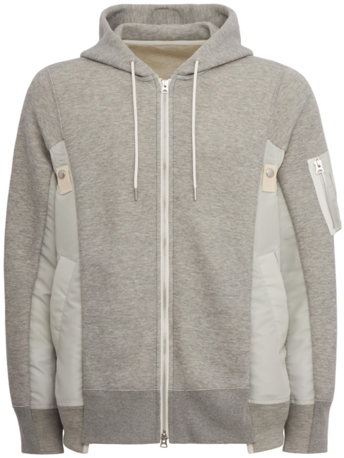 Sacai - Sponge Sweat x Nylon Twill Hoodie