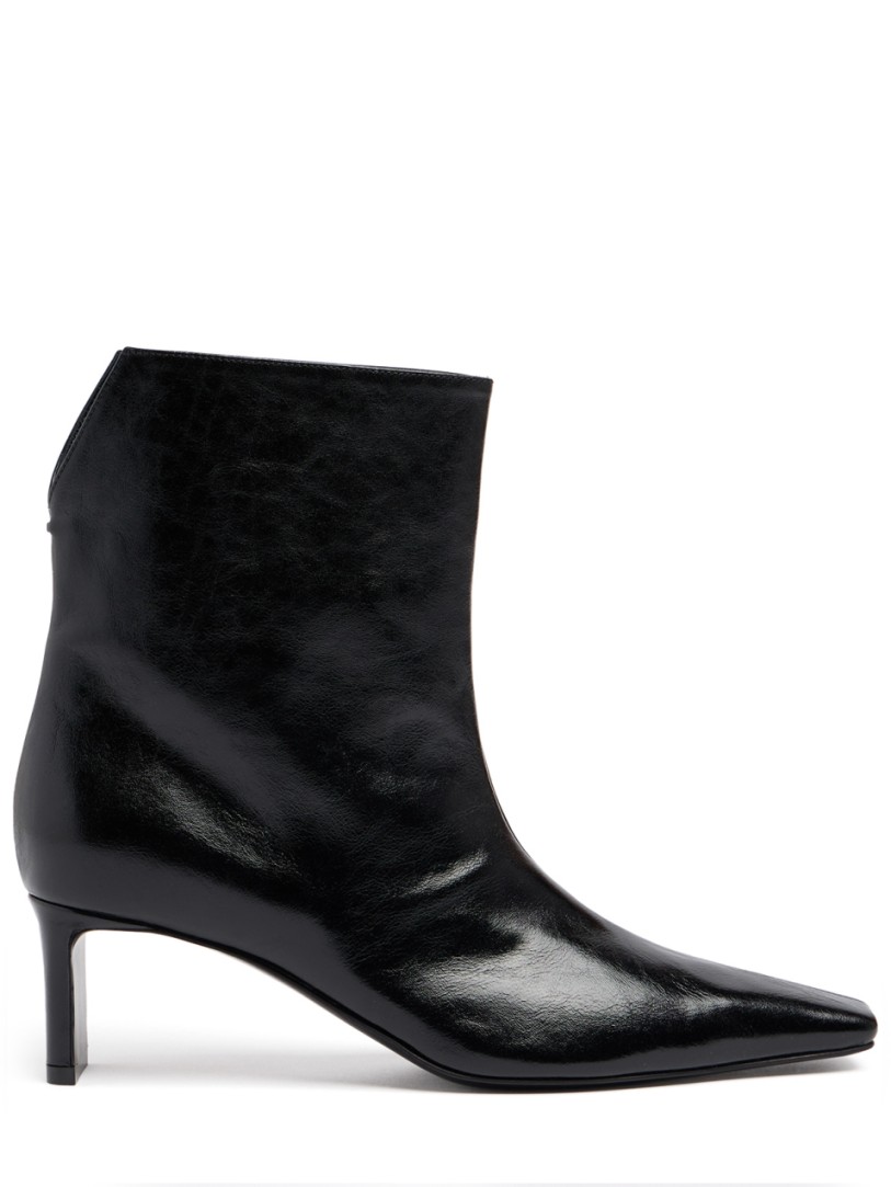 Khaite: Ona glazed calf leather ankle boots