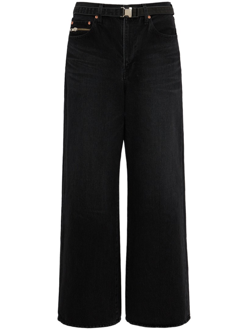 Sacai: Pantalons en denim larges