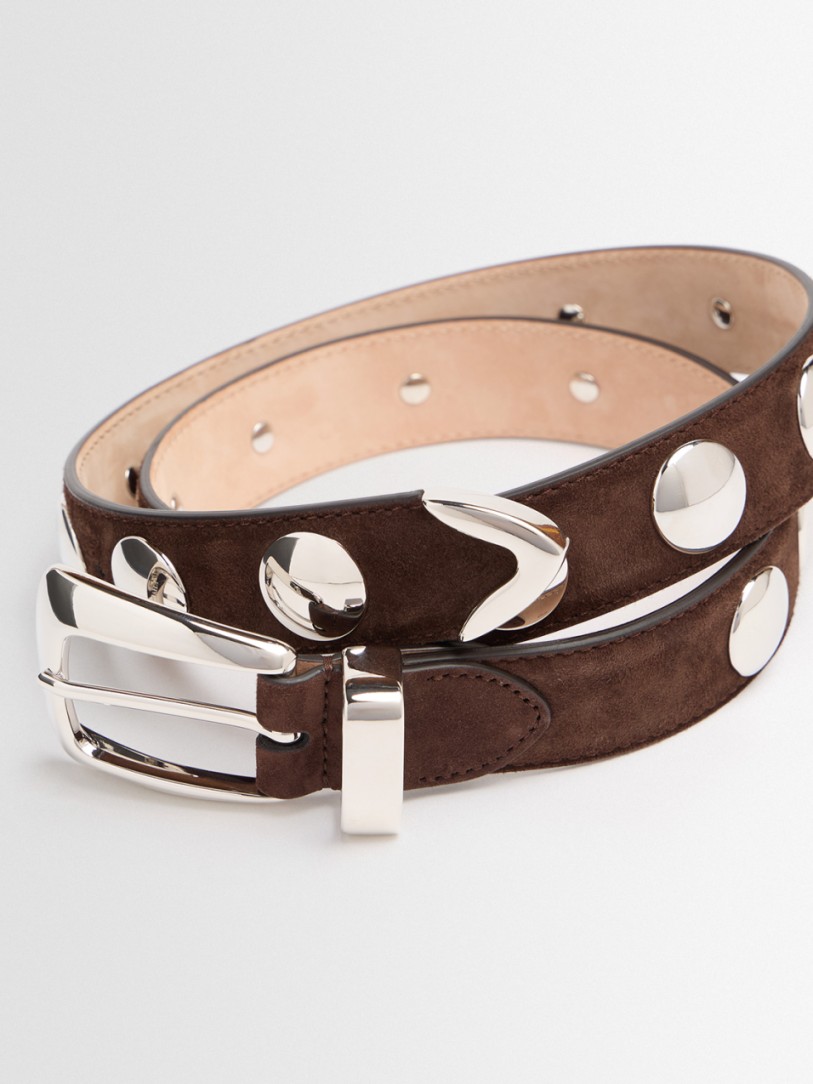 Khaite - 3 cm Benny Wildleder- und Nieten-Gürtel