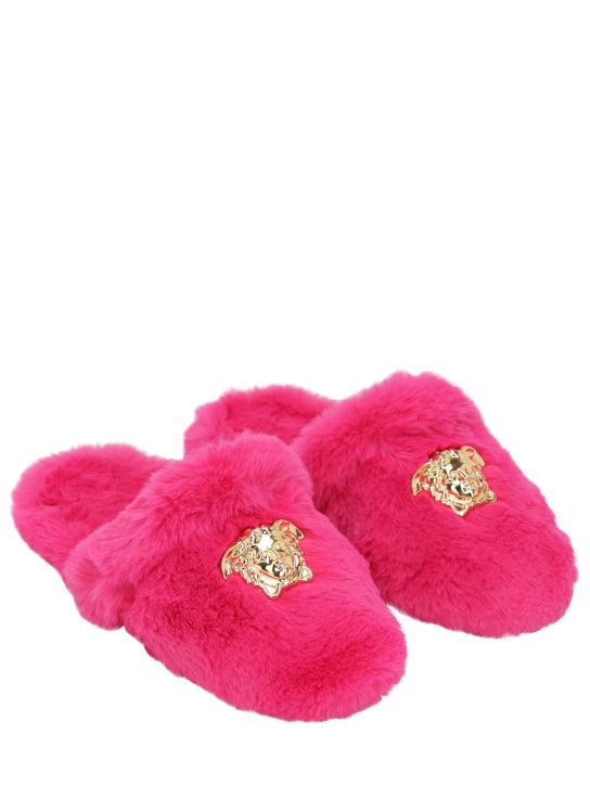 Versace - Chaussons en fourrure synthétique Medusa