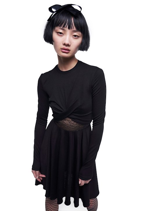 Giambattista Valli - Mini-robe en jersey de laine mélangée et dentelle