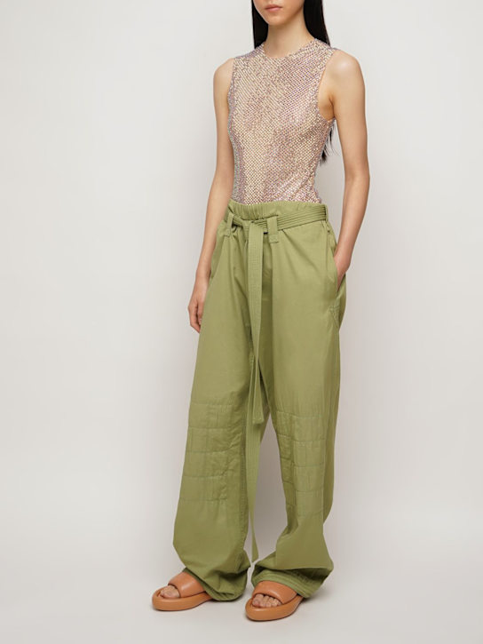 Stella McCartney: Washed cotton blend belted wide pants