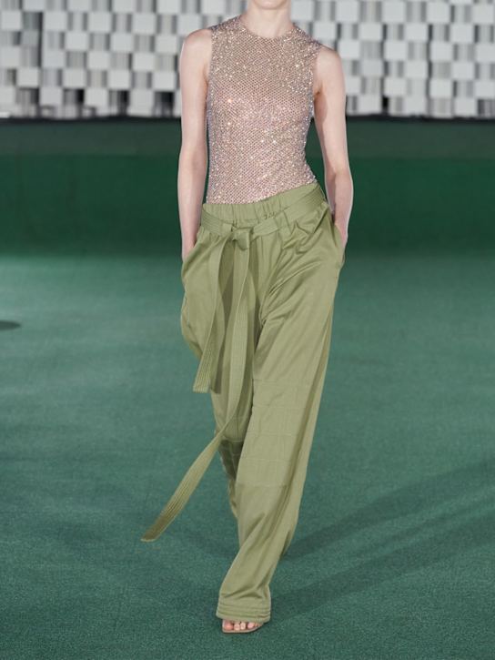 Stella McCartney: Washed cotton blend belted wide pants