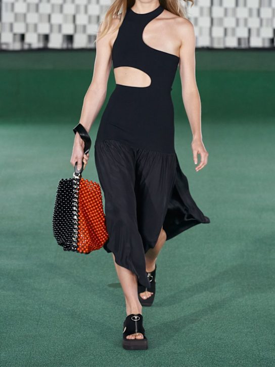 Stella McCartney: Midikleid aus Strick und Seidensatin
