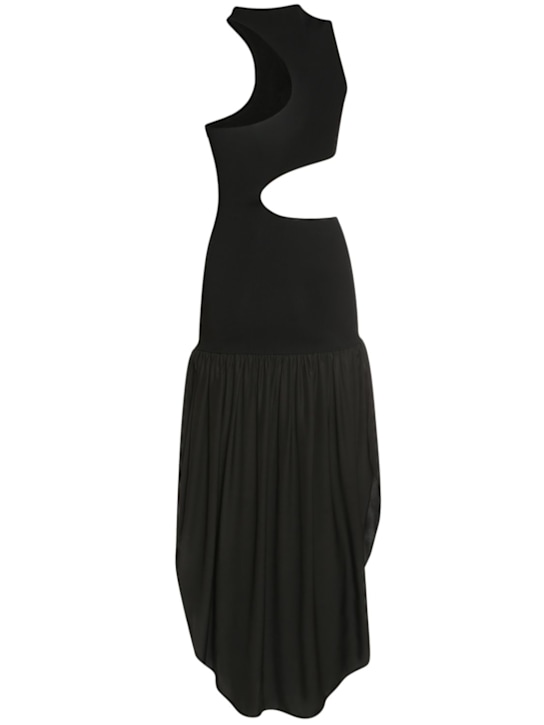 Stella McCartney: Midikleid aus Strick und Seidensatin