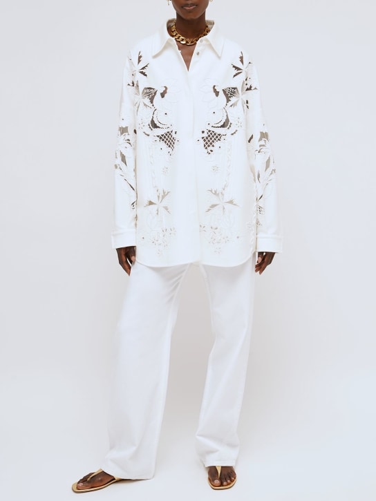 Valentino - High rise cotton denim wide jeans
