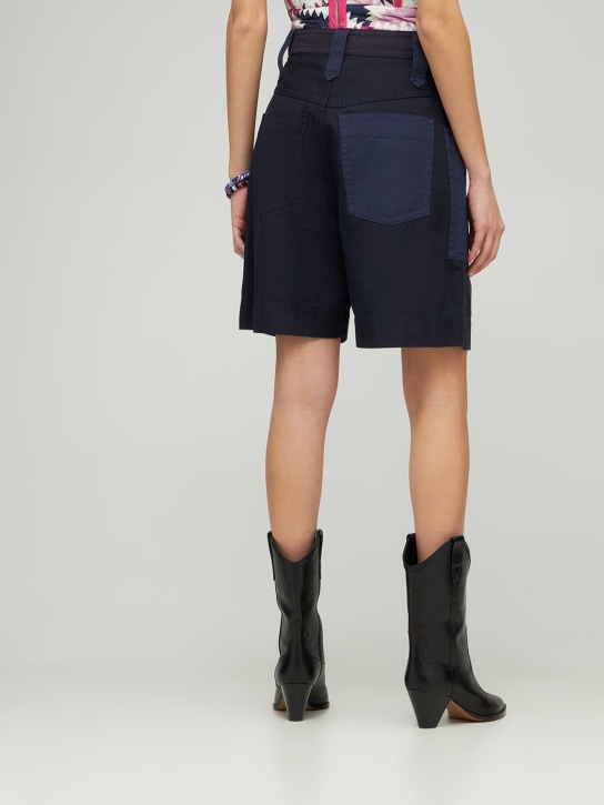 Marant Etoile: Patchwork-Shorts aus Baumwolle & Leinen „Kalerna“