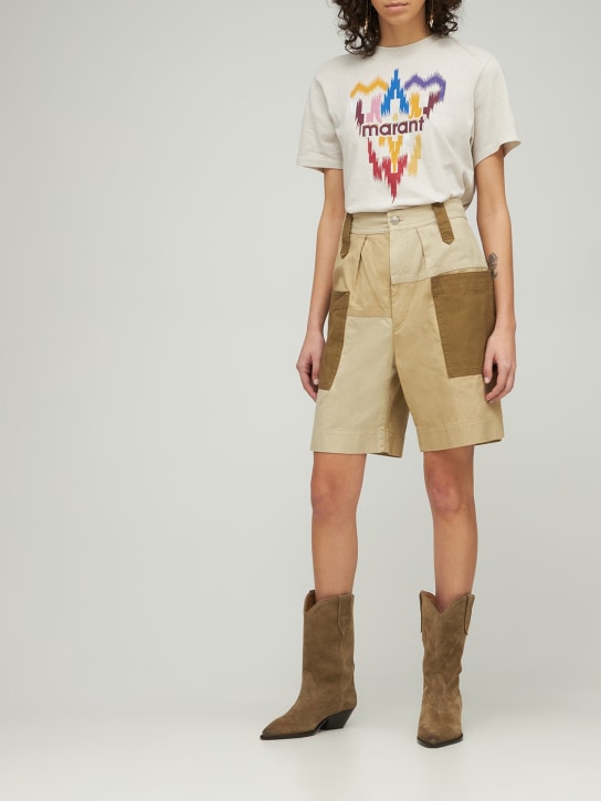 Marant Etoile: Kalerna cotton & linen patchwork shorts