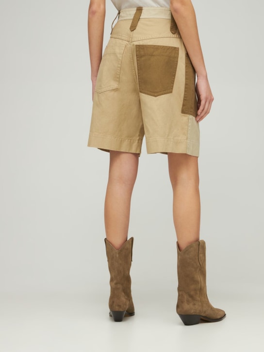 Marant Etoile: Kalerna cotton & linen patchwork shorts