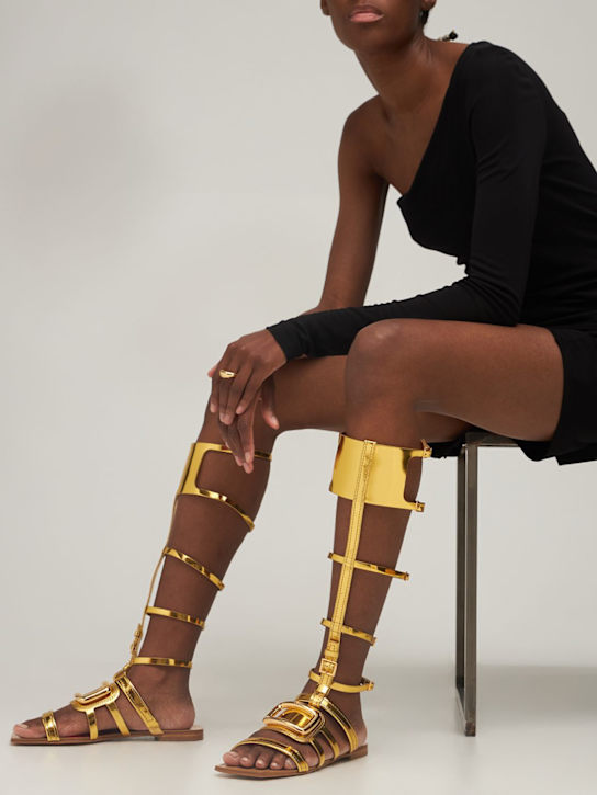 Roger Vivier - Sandales en cuir métallisé Gladiator 10 mm