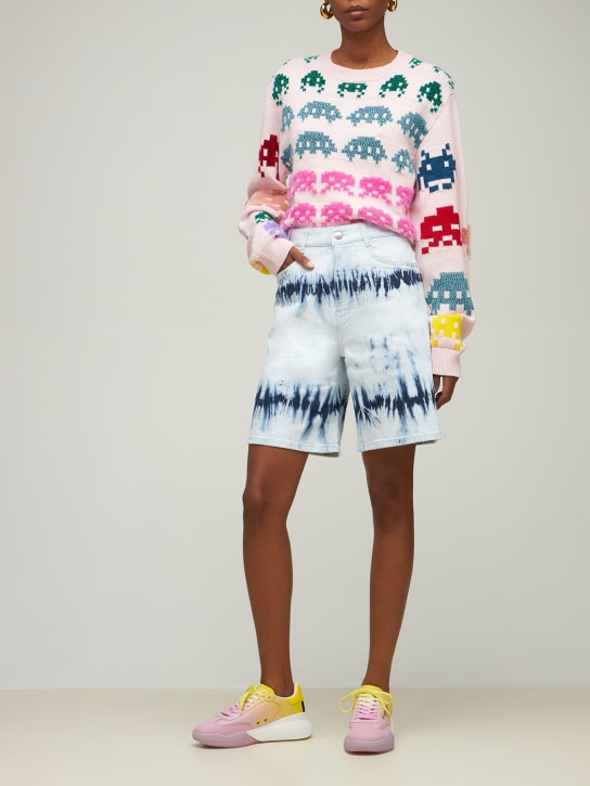 Stella McCartney - Bermuda in denim di cotone tie dye