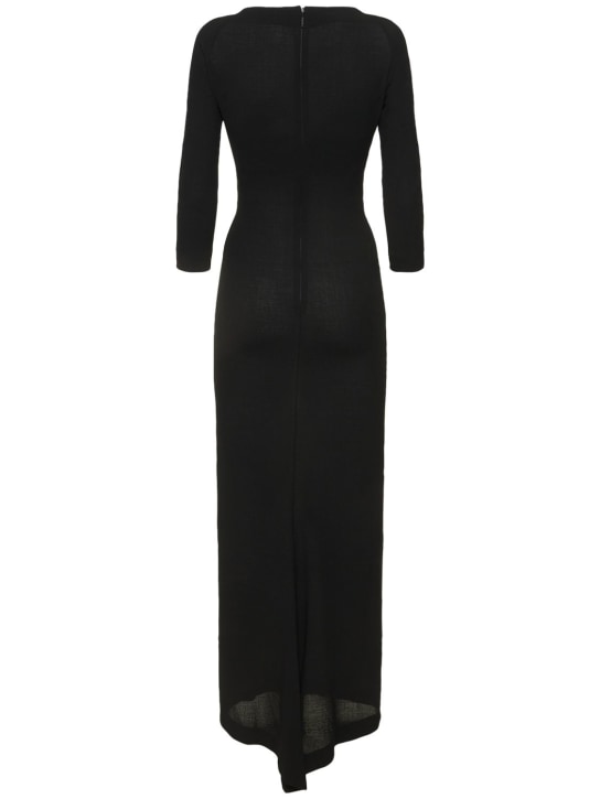 Roberto Cavalli: Robe longue en crêpe de laine stretch