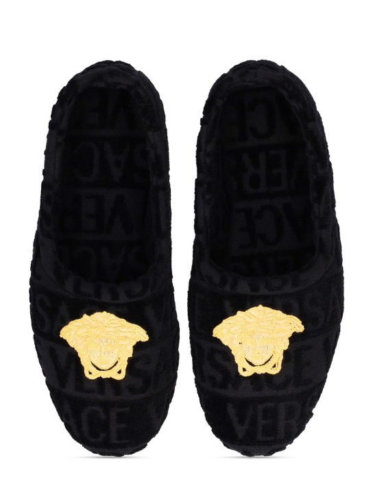 Versace: Pantoufles en coton Medusa
