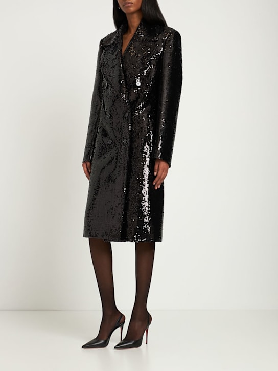 Michael Kors Collection: Sequin double breasted Chesterfield coat