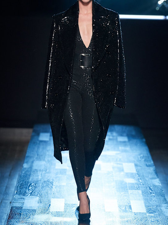 Michael Kors Collection: Sequin double breasted Chesterfield coat