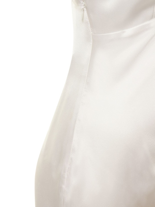 Alessandra Rich: Robe longue en satin de soie avec fente latérale