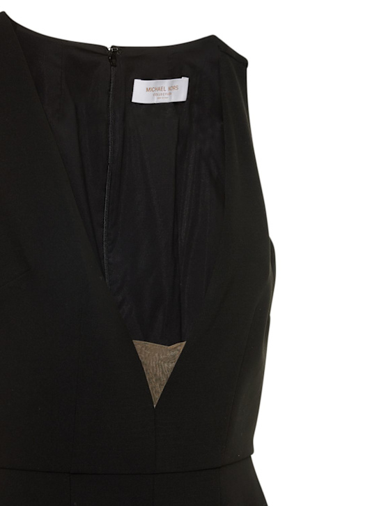 Michael Kors Collection: Wool blend crepe v neck jumpsuit