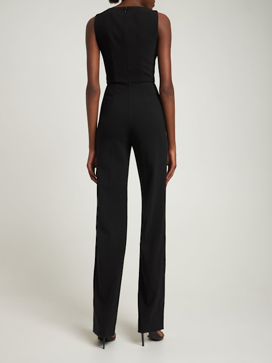 Michael Kors Collection: Wool blend crepe v neck jumpsuit