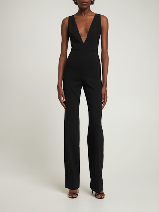 Michael Kors Collection: Wool blend crepe v neck jumpsuit