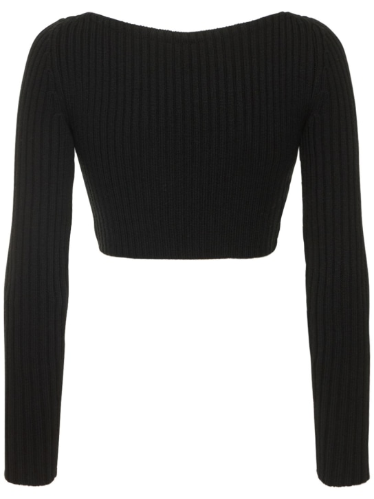 Michael Kors Collection: Crop top in maglia di lana a costine con zip