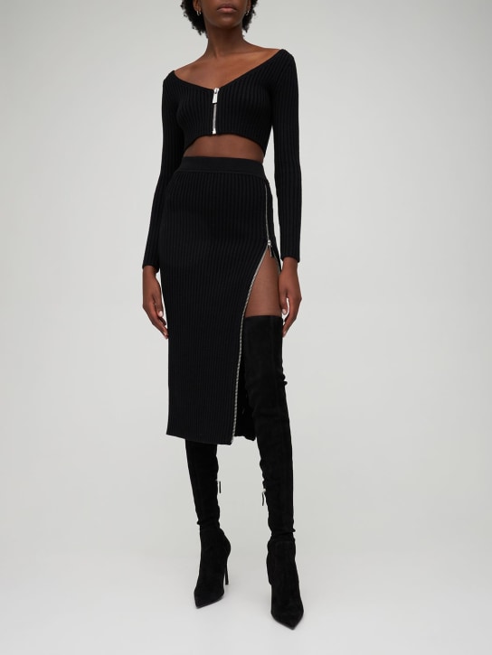 Michael Kors Collection: Gonna midi in lana a costine con zip