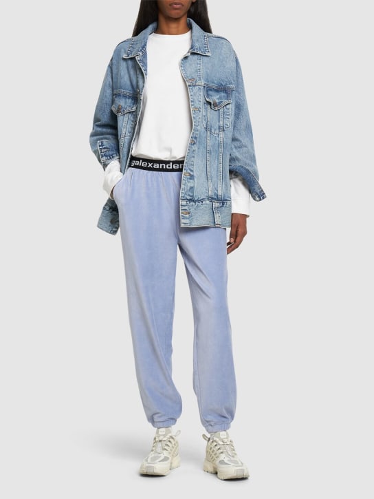 Alexander Wang: Pantalon de sport en coton côtelé stretch à logo
