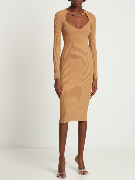 Giuseppe Di Morabito - Vestito midi in viscosa a costine con catena