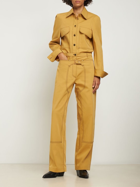Stella McCartney - Pantaloni dritti in twill di cotone con fibbia