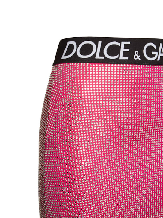 DOLCE & GABBANA: Embellished jersey mini skirt w/ logo