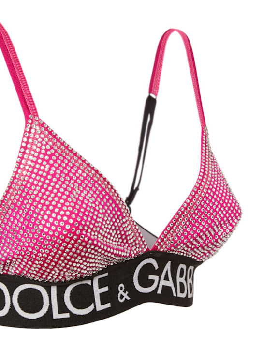 DOLCE & GABBANA: Brassière triangle en jersey embelli à logo