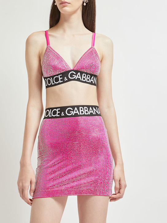 DOLCE & GABBANA: Brassière triangle en jersey embelli à logo