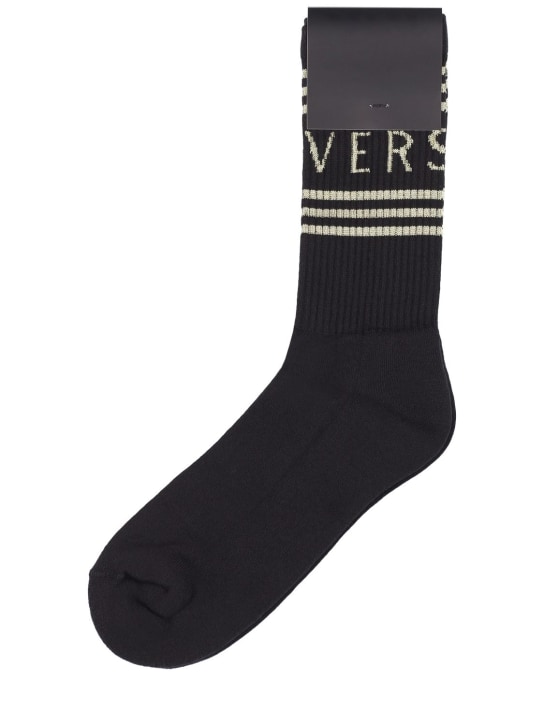 Versace: Calzini in cotone a intarsio