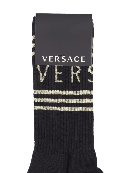Versace: Calzini in cotone a intarsio