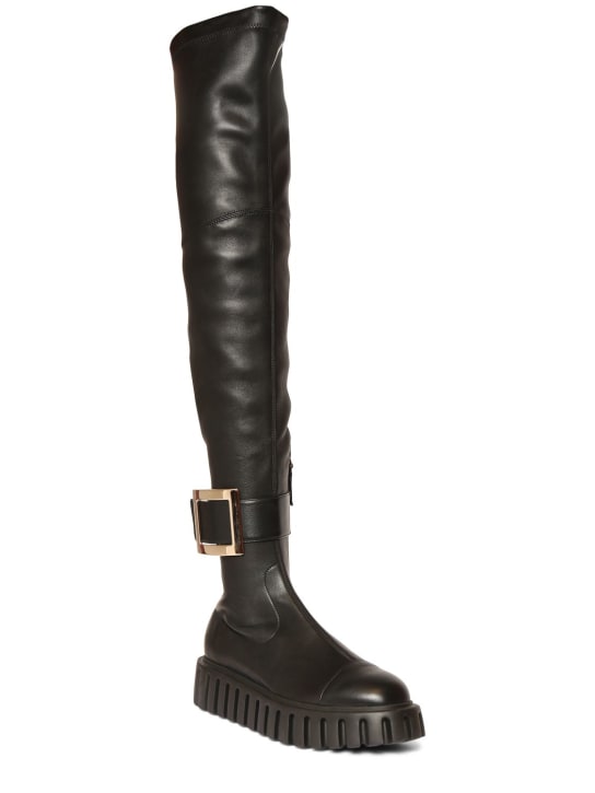 Roger Vivier: 35mm Viv Go-Thick leather tall boots
