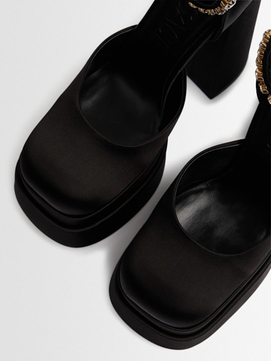 Versace: Escarpins compensées en satin 155 mm