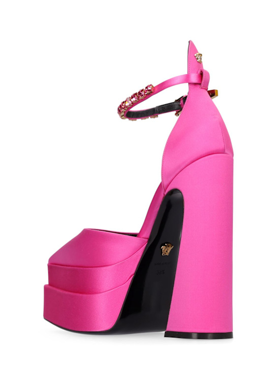 Versace: Escarpins compensés en satin embelli 160 mm