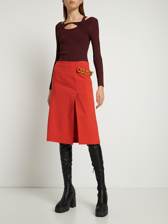 Stella McCartney - Minigonna in misto lana con dettaglio catena