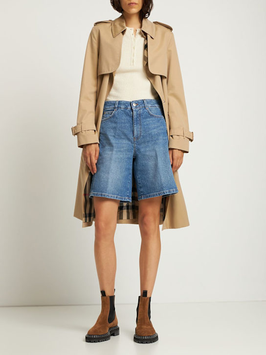 Stella McCartney - Shorts in denim di cotone con logo