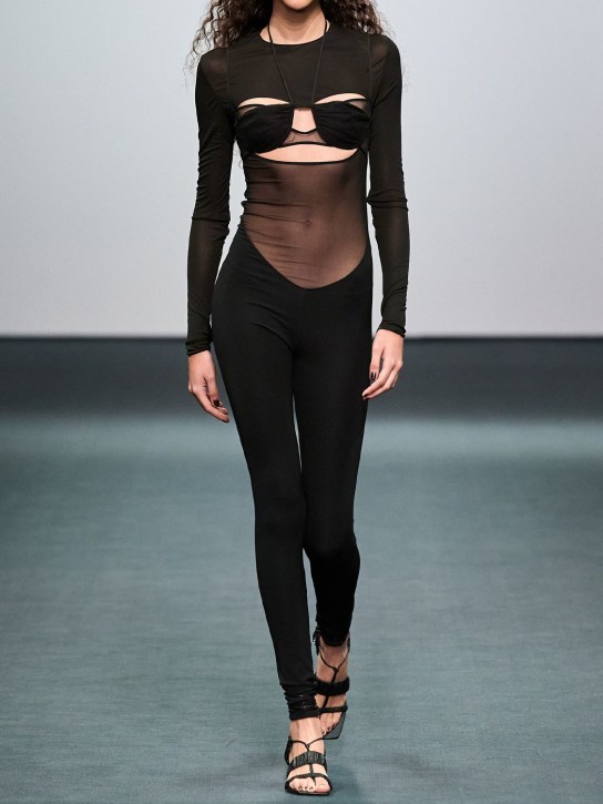 Nensi Dojaka: Jersey & tulle cutout jumpsuit
