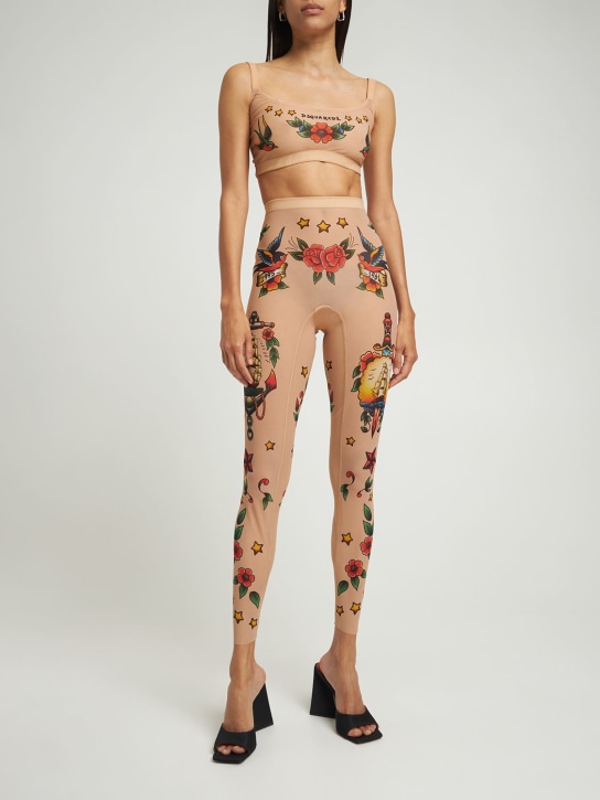 Dsquared2 - Tattoo printed sheer tulle leggings