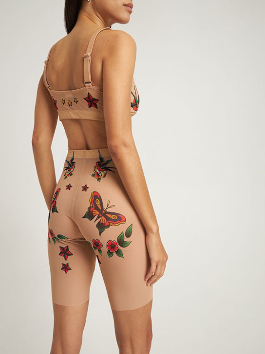 Dsquared2: Shorts biker in tulle stampato