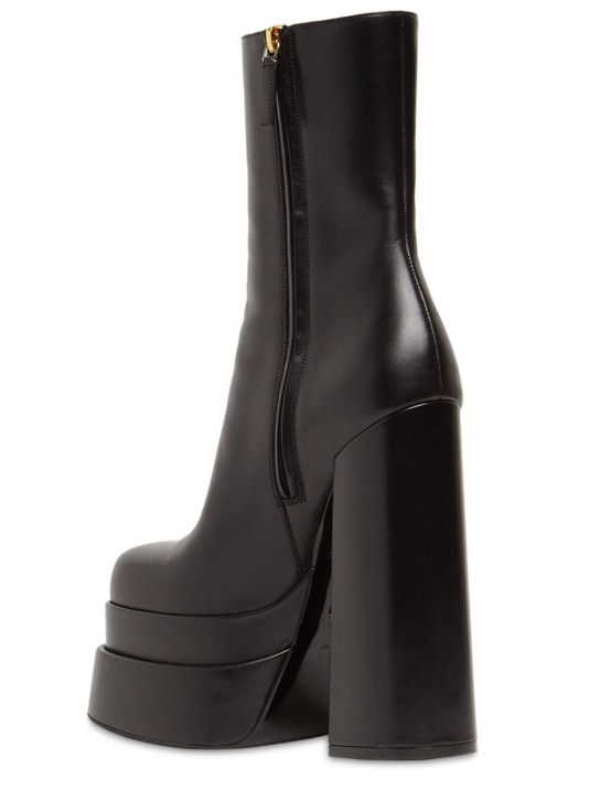 Versace: Bottines compensées en cuir 155 mm