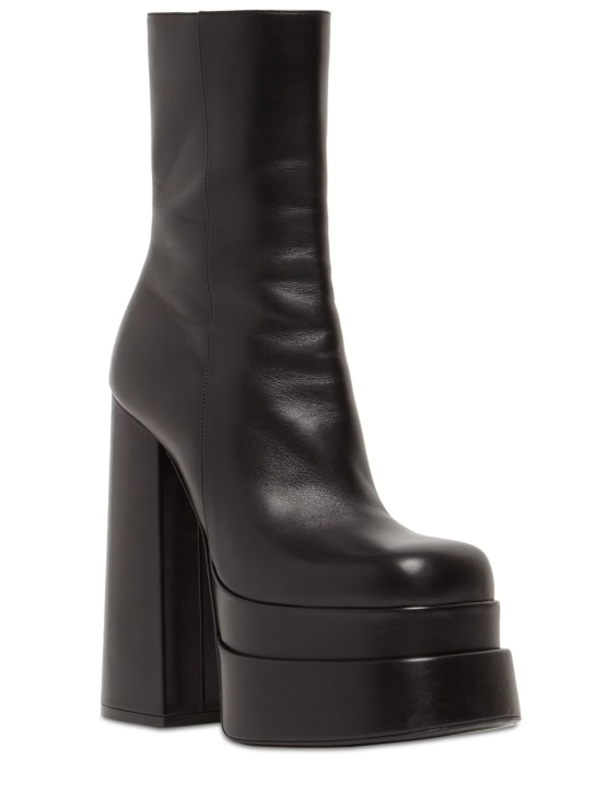 Versace: Bottines compensées en cuir 155 mm